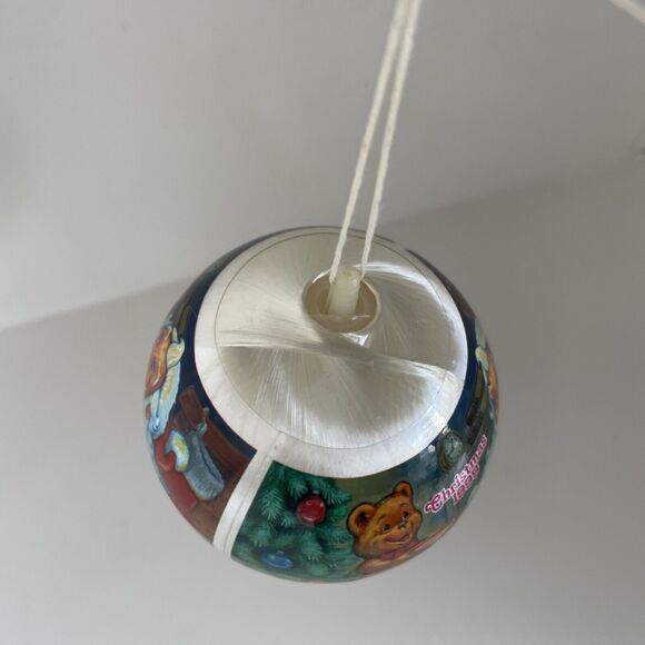 VTG 1999 TRIM A HOME SATIN ORNAMENT SANTA LITTLE TEDDY BEAR EATING PORAGE - Picture 6 of 14